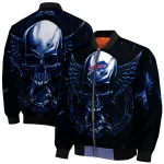buffalo bills skull bite blue black bomber jacket best selling