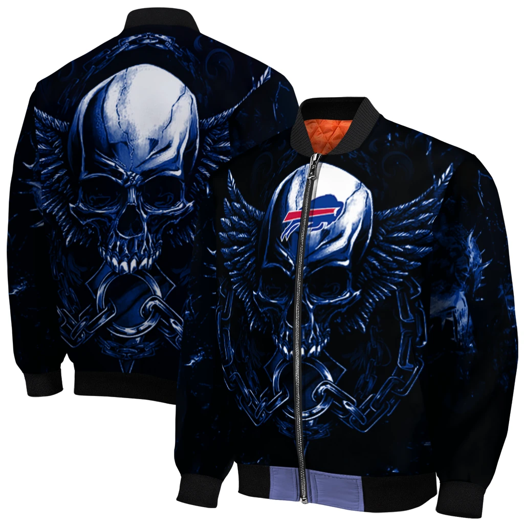 buffalo bills skull bite blue black bomber jacket best selling buffalo bills skull bite blue black bomber jacket best selling