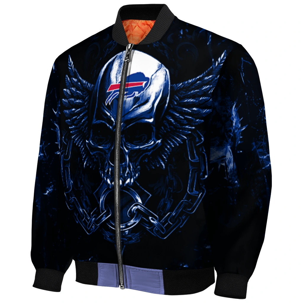 buffalo bills skull bite blue black bomber jacket fashion forward buffalo bills skull bite blue black bomber jacket fashion forward
