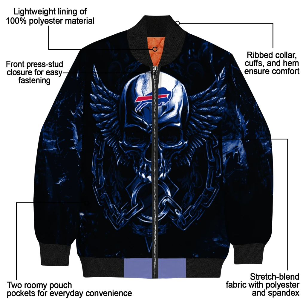 buffalo bills skull bite blue black bomber jacket new arrival buffalo bills skull bite blue black bomber jacket new arrival