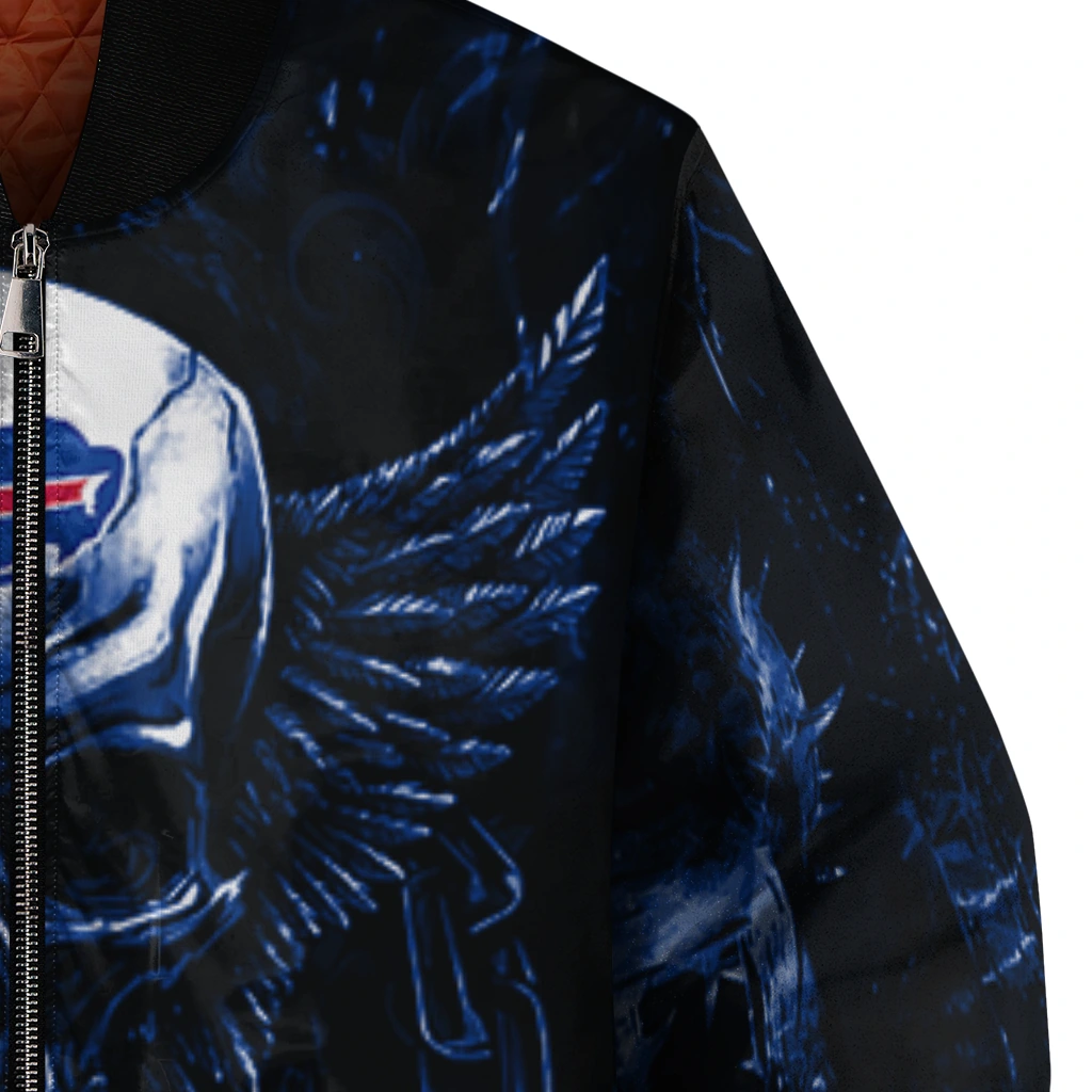 buffalo bills skull bite blue black bomber jacket premium grade buffalo bills skull bite blue black bomber jacket premium grade