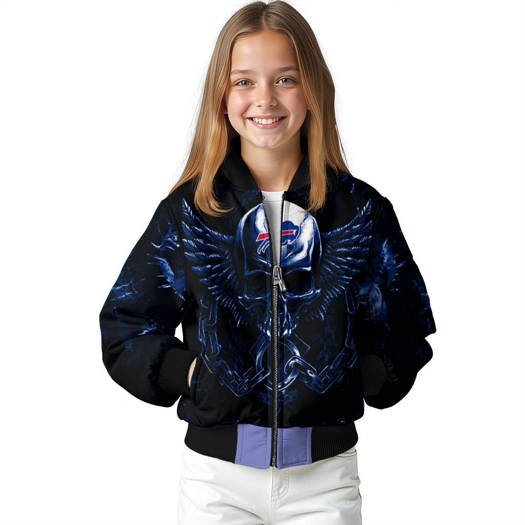 buffalo bills skull bite blue black bomber jacket top rated buffalo bills skull bite blue black bomber jacket top rated