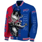 buffalo bills spooky grin blue varsity jacket best selling