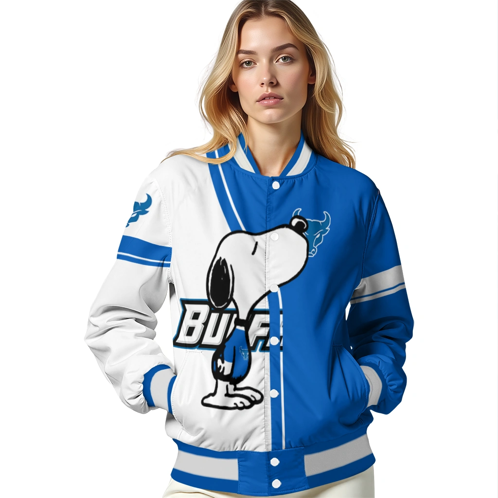buffalo bulls snoopy attitude royal blue varsity jacket latest model buffalo bulls snoopy attitude royal blue varsity jacket latest model