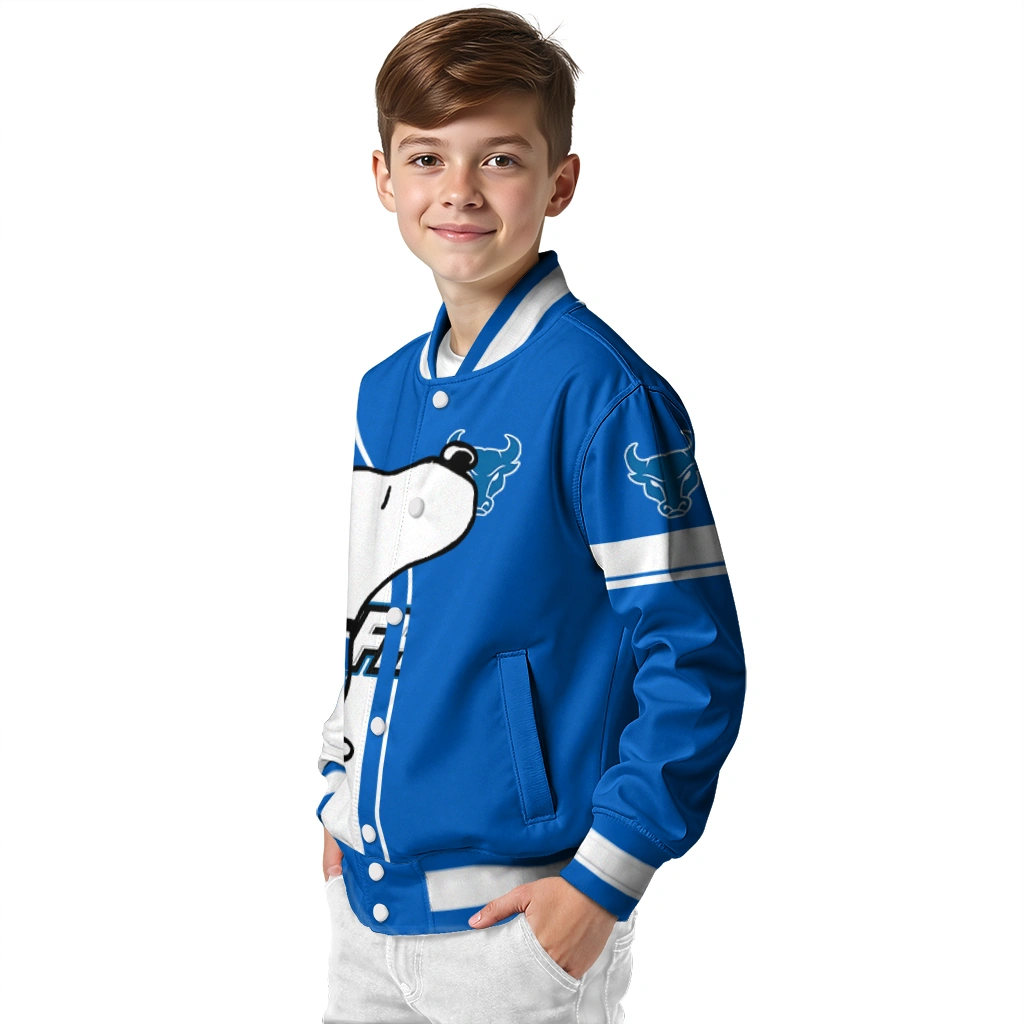buffalo bulls snoopy attitude royal blue varsity jacket trendy buffalo bulls snoopy attitude royal blue varsity jacket trendy
