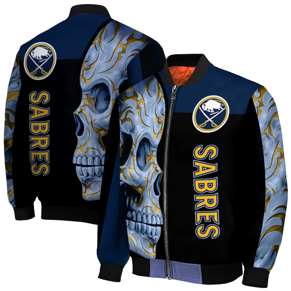 buffalo sabres fire skull navy blue black bomber jacket best selling buffalo sabres fire skull navy blue black bomber jacket best selling