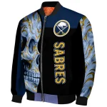 buffalo sabres fire skull navy blue black bomber jacket best selling