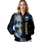 buffalo sabres fire skull navy blue black bomber jacket best selling