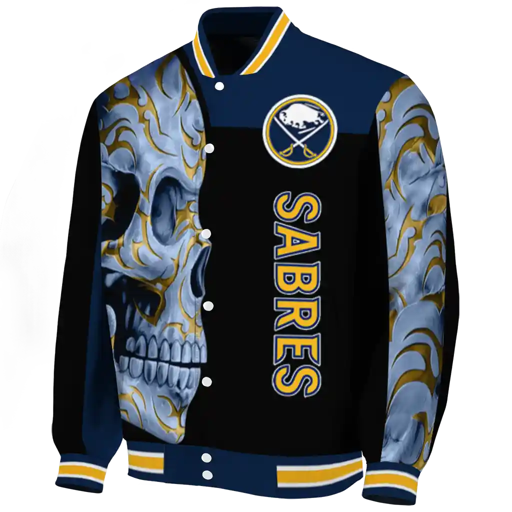 buffalo sabres fire skull navy blue black varsity jacket best selling buffalo sabres fire skull navy blue black varsity jacket best selling