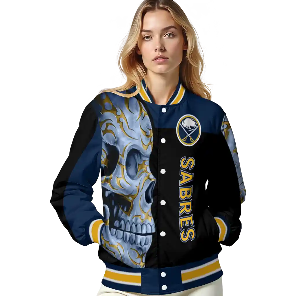 buffalo sabres fire skull navy blue black varsity jacket latest model buffalo sabres fire skull navy blue black varsity jacket latest model
