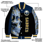 buffalo sabres fire skull navy blue black varsity jacket best selling
