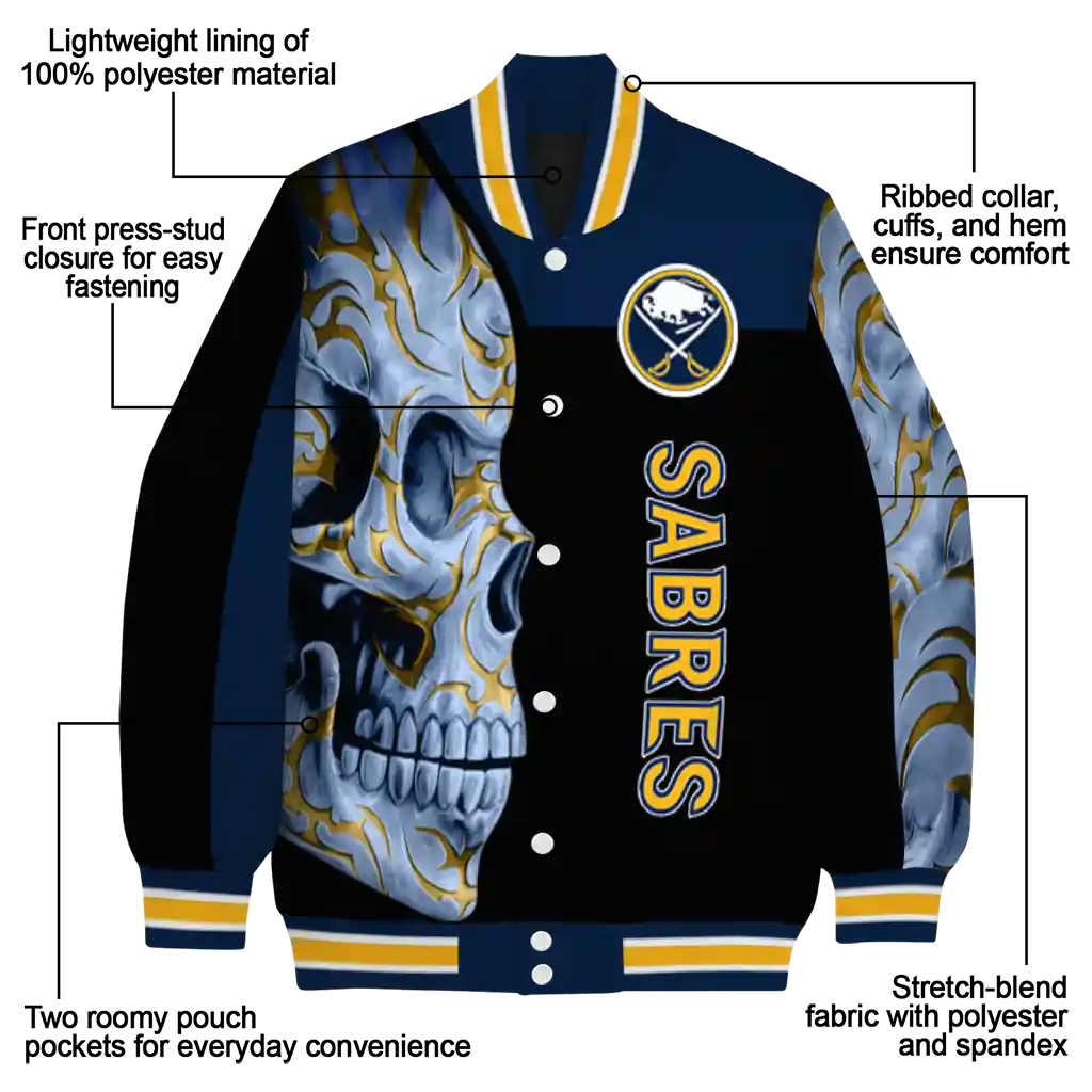 buffalo sabres fire skull navy blue black varsity jacket new arrival buffalo sabres fire skull navy blue black varsity jacket new arrival