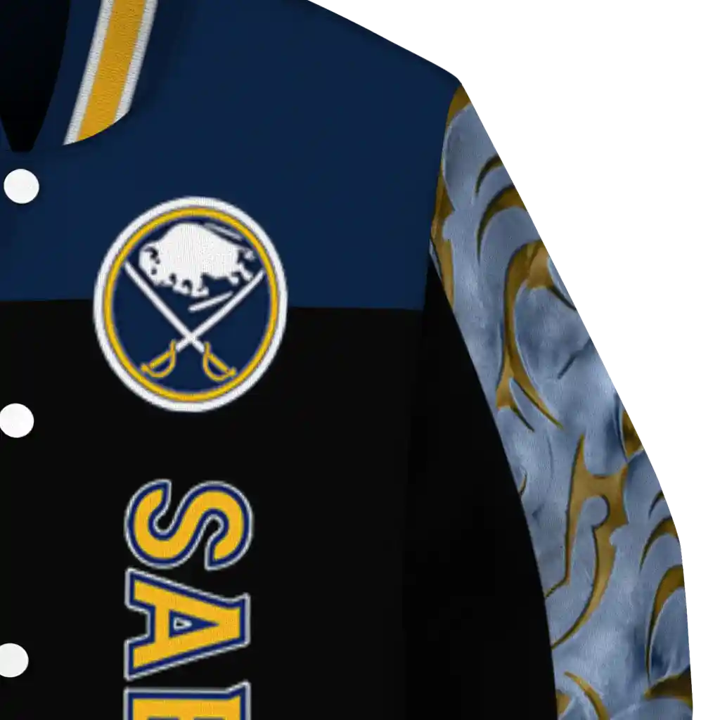 buffalo sabres fire skull navy blue black varsity jacket premium grade buffalo sabres fire skull navy blue black varsity jacket premium grade
