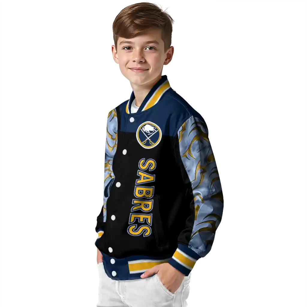 buffalo sabres fire skull navy blue black varsity jacket trendy buffalo sabres fire skull navy blue black varsity jacket trendy
