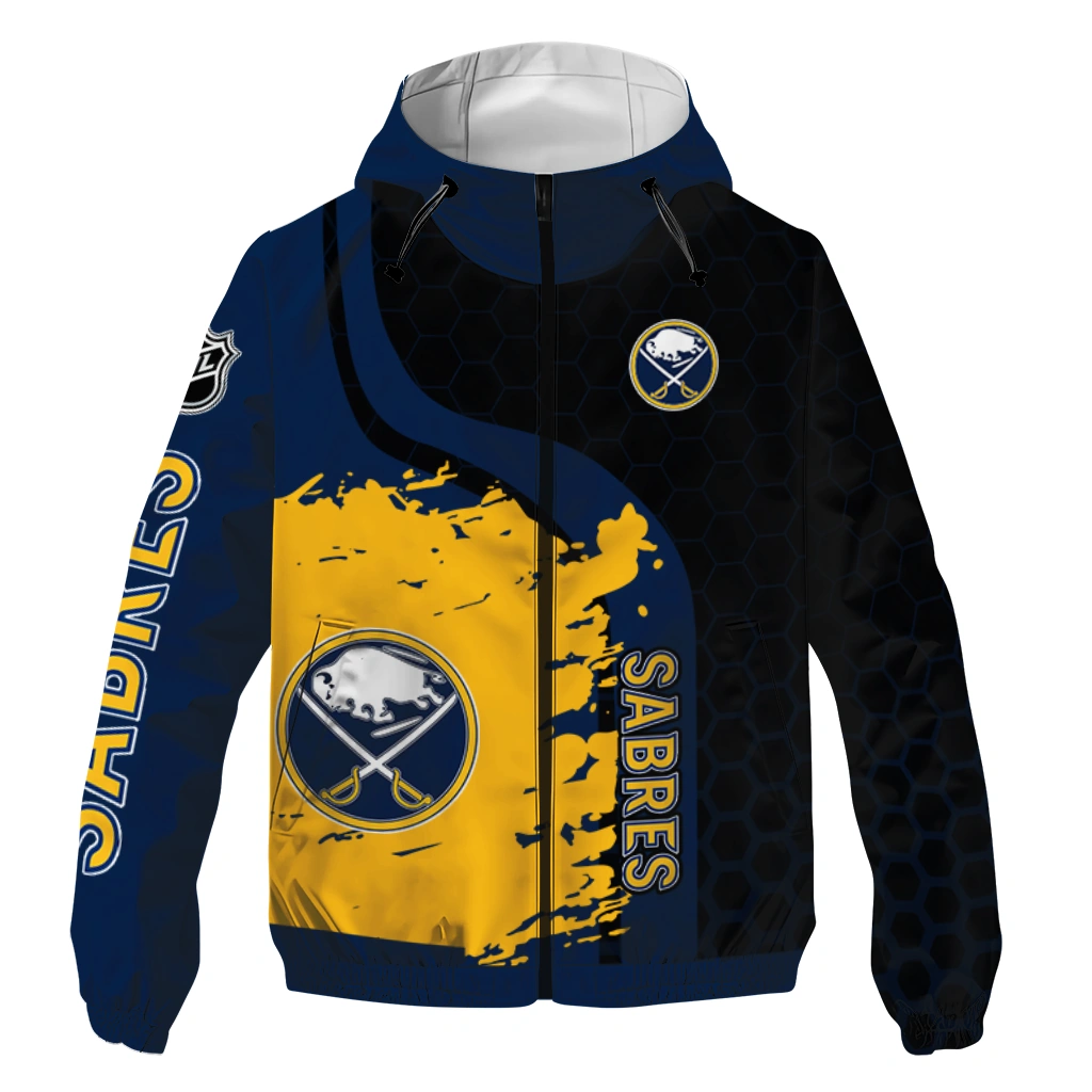 buffalo sabres hex grid texture navy blue black windbreaker jacket best selling buffalo sabres hex grid texture navy blue black windbreaker jacket best selling