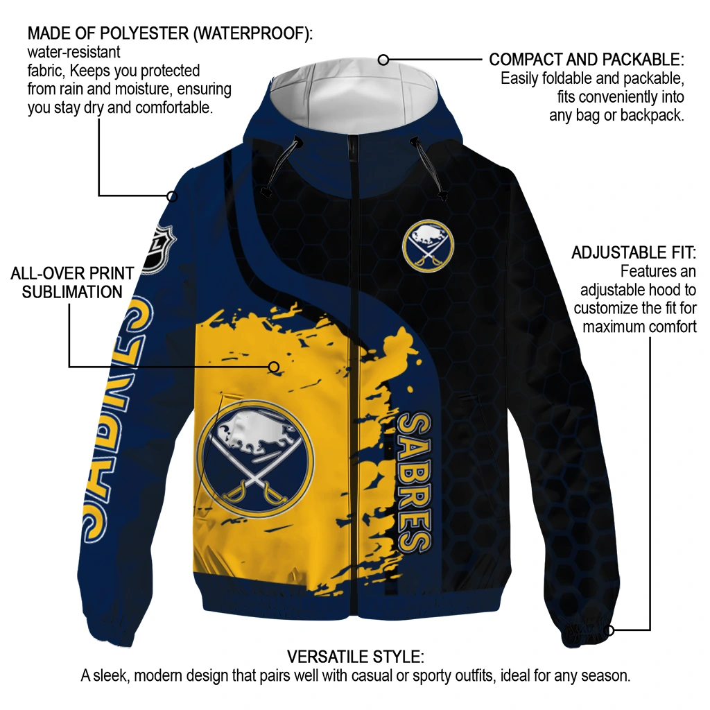 buffalo sabres hex grid texture navy blue black windbreaker jacket new arrival buffalo sabres hex grid texture navy blue black windbreaker jacket new arrival