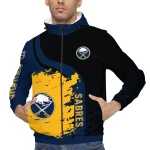 buffalo sabres hex grid texture navy blue black windbreaker jacket best selling