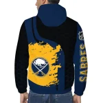 buffalo sabres hex grid texture navy blue black windbreaker jacket best selling