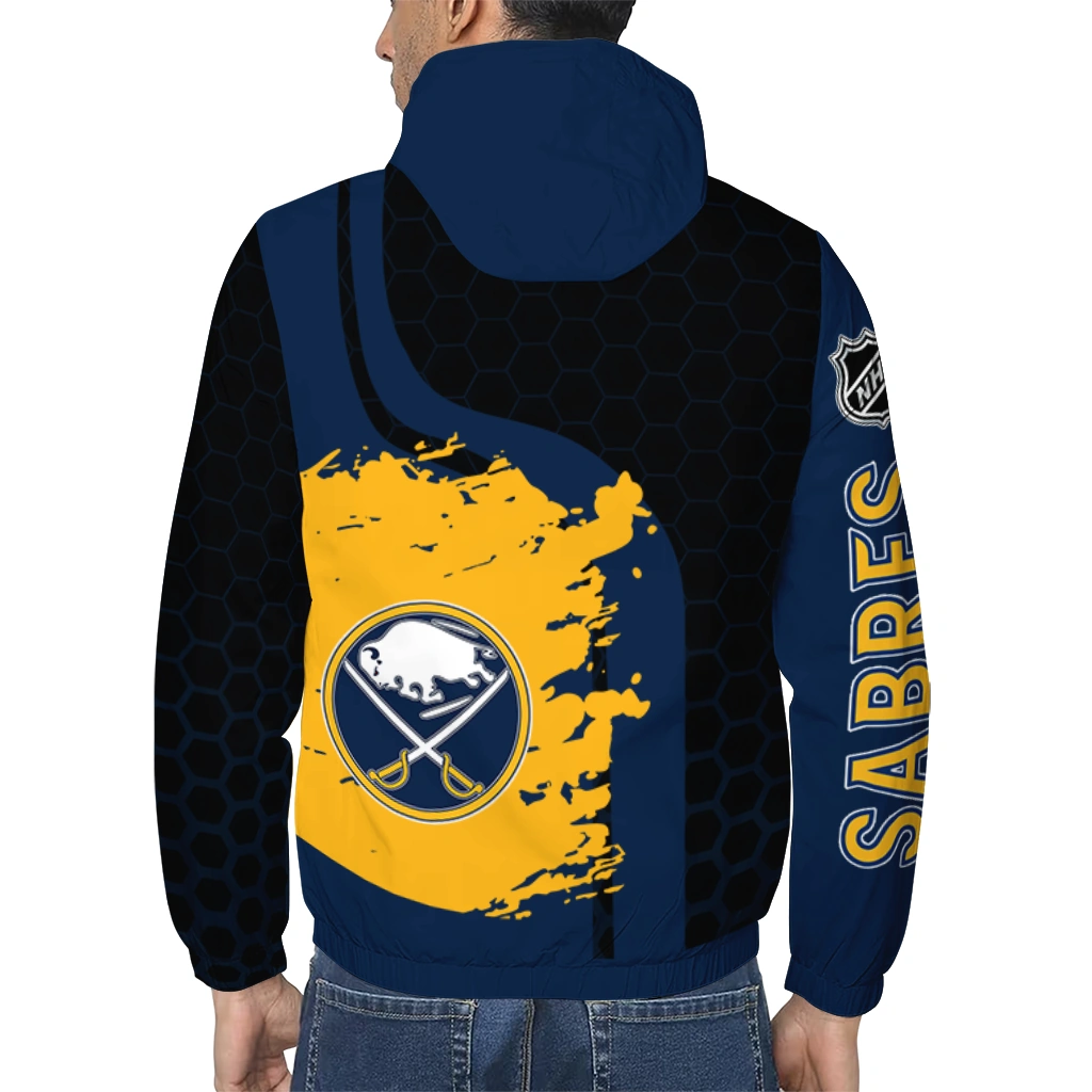 buffalo sabres hex grid texture navy blue black windbreaker jacket trendy buffalo sabres hex grid texture navy blue black windbreaker jacket trendy