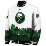 buffalo sabres lucky clovers white green varsity jacket best selling