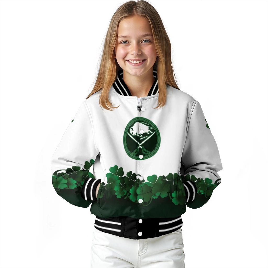 buffalo sabres lucky clovers white green varsity jacket top rated buffalo sabres lucky clovers white green varsity jacket top rated