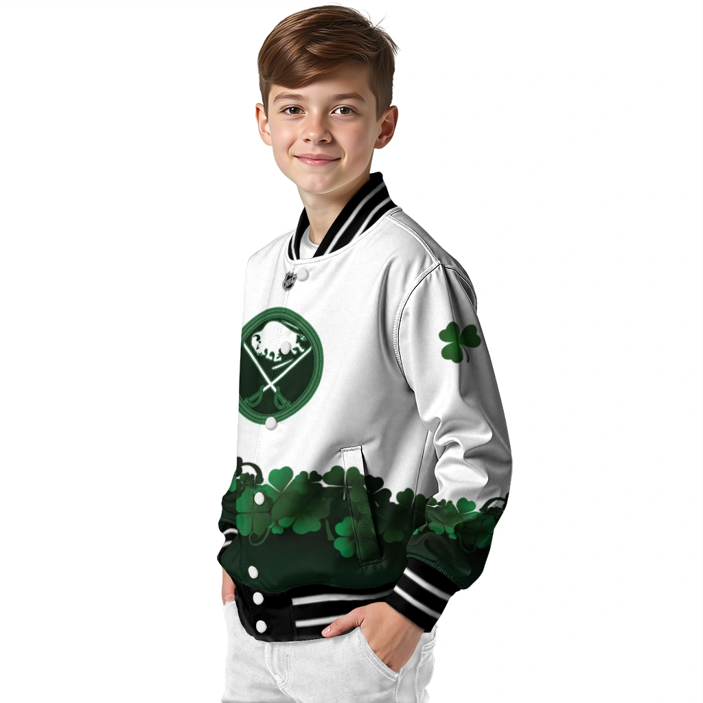 buffalo sabres lucky clovers white green varsity jacket trendy buffalo sabres lucky clovers white green varsity jacket trendy