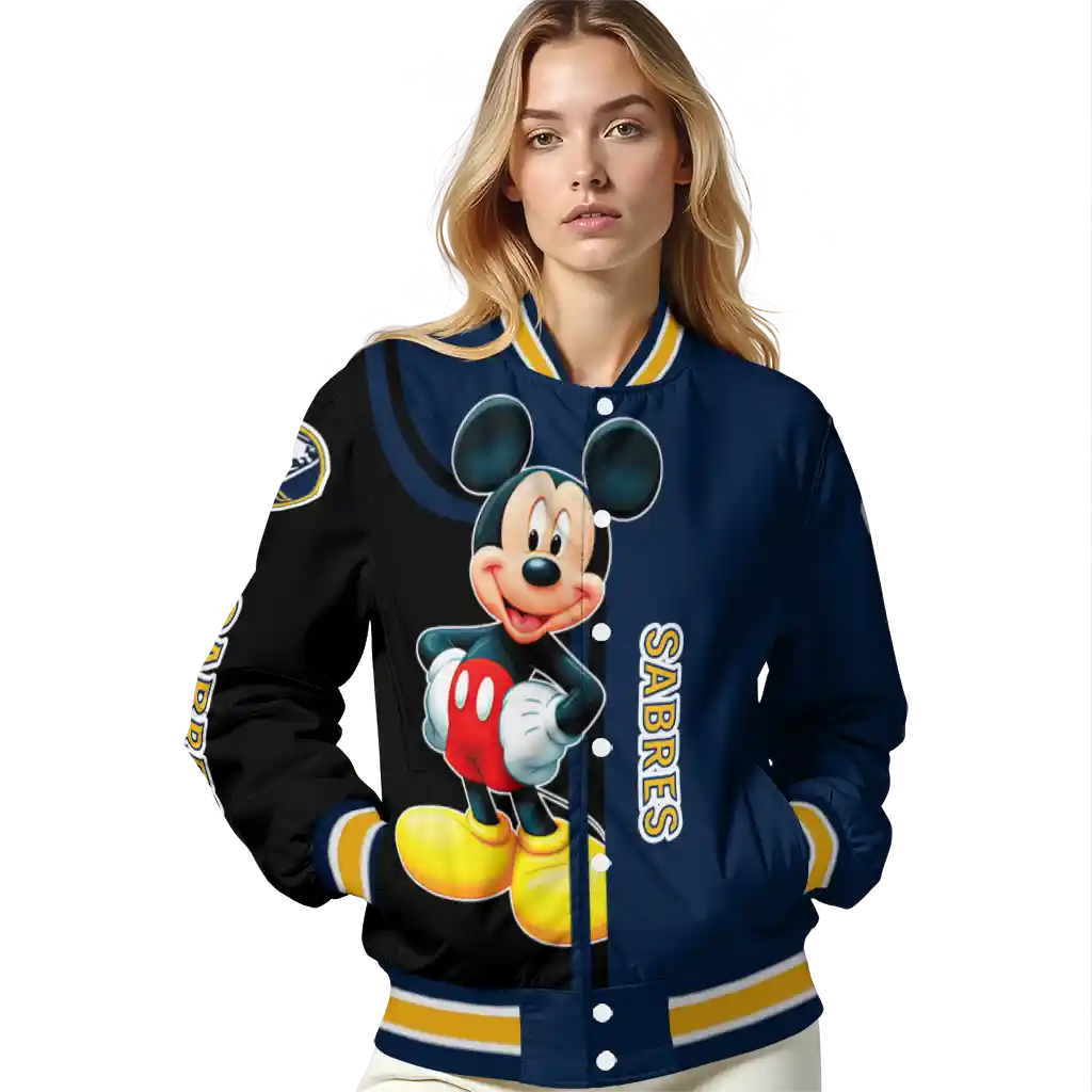 buffalo sabres mickey mouse navy blue varsity jacket latest model buffalo sabres mickey mouse navy blue varsity jacket latest model