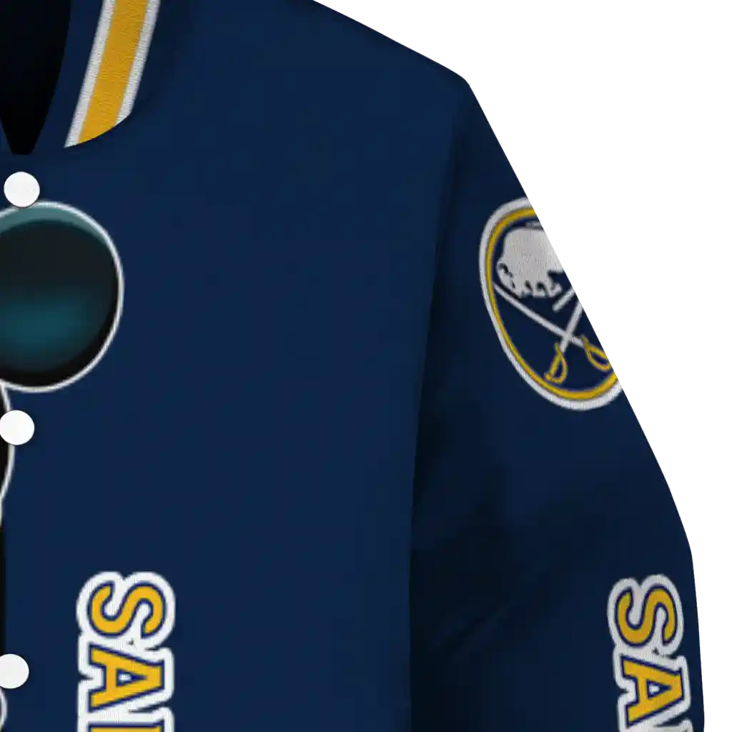 buffalo sabres mickey mouse navy blue varsity jacket premium grade buffalo sabres mickey mouse navy blue varsity jacket premium grade