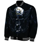 buffalo sabres skull bite navy blue black varsity jacket best selling