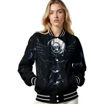 buffalo sabres skull bite navy blue black varsity jacket best selling