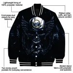 buffalo sabres skull bite navy blue black varsity jacket best selling