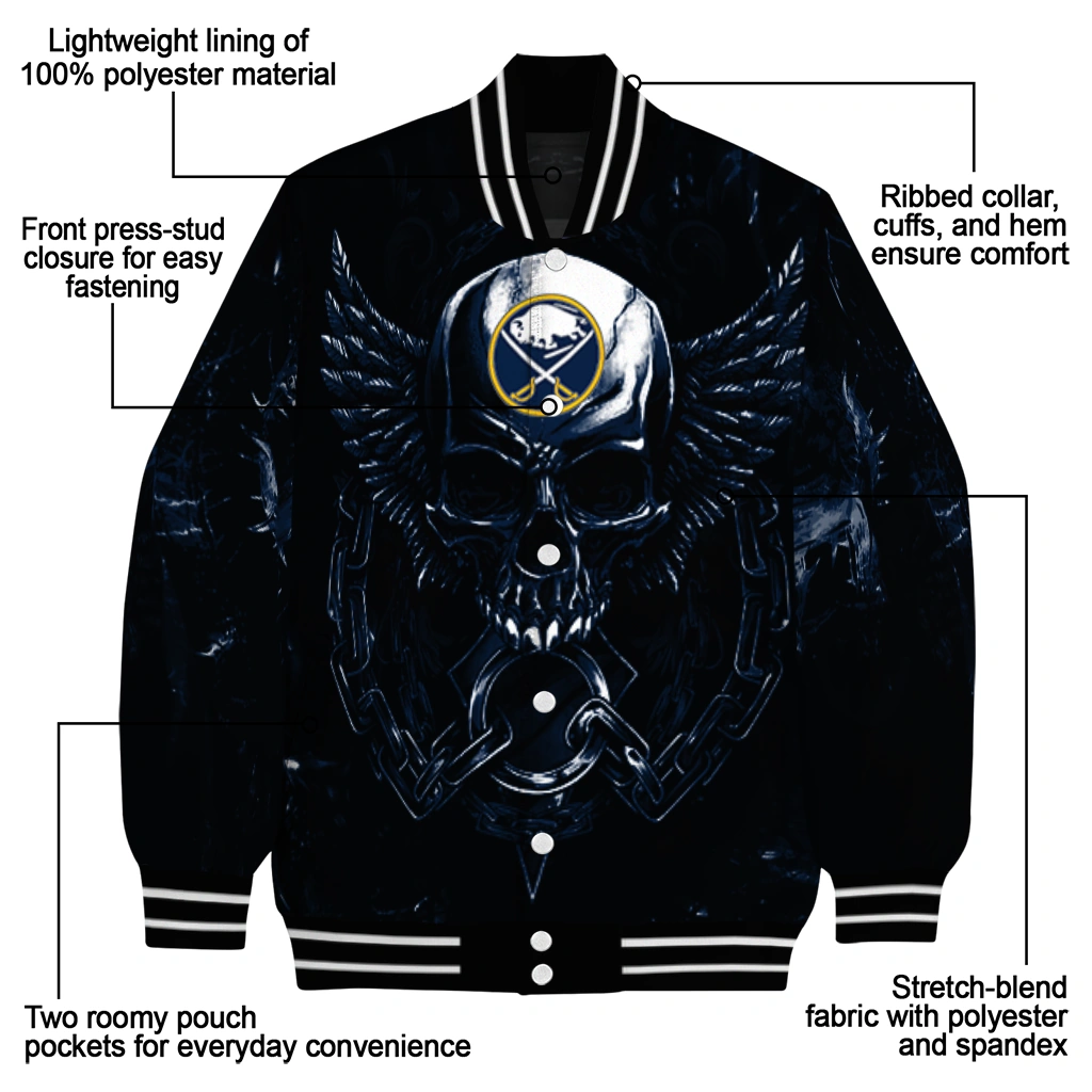 buffalo sabres skull bite navy blue black varsity jacket new arrival buffalo sabres skull bite navy blue black varsity jacket new arrival