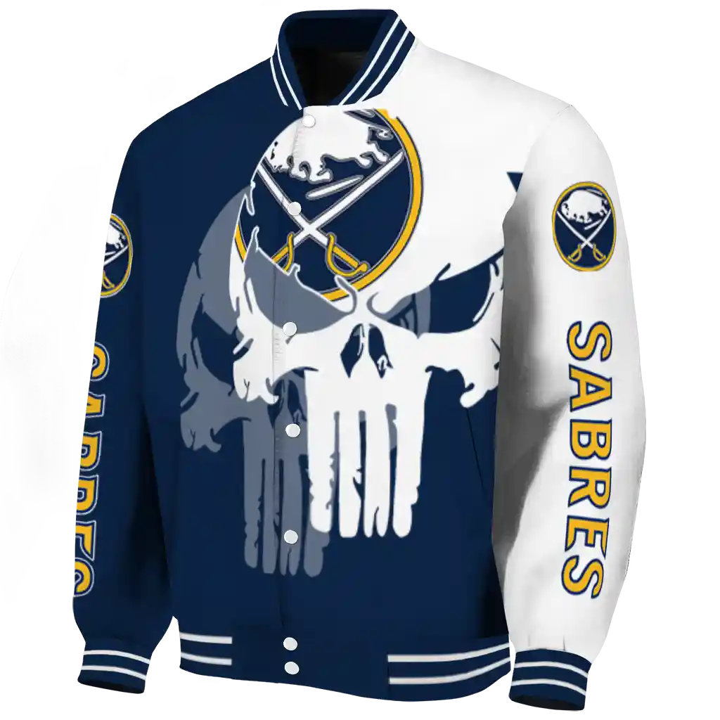 buffalo sabres skull outline navy blue white varsity jacket best selling buffalo sabres skull outline navy blue white varsity jacket best selling