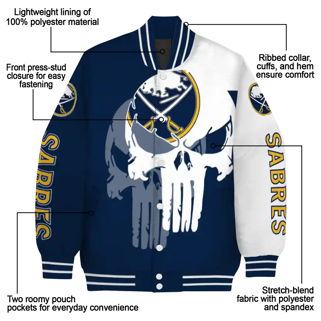 buffalo sabres skull outline navy blue white varsity jacket new arrival buffalo sabres skull outline navy blue white varsity jacket new arrival