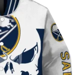 buffalo sabres skull outline navy blue white varsity jacket best selling