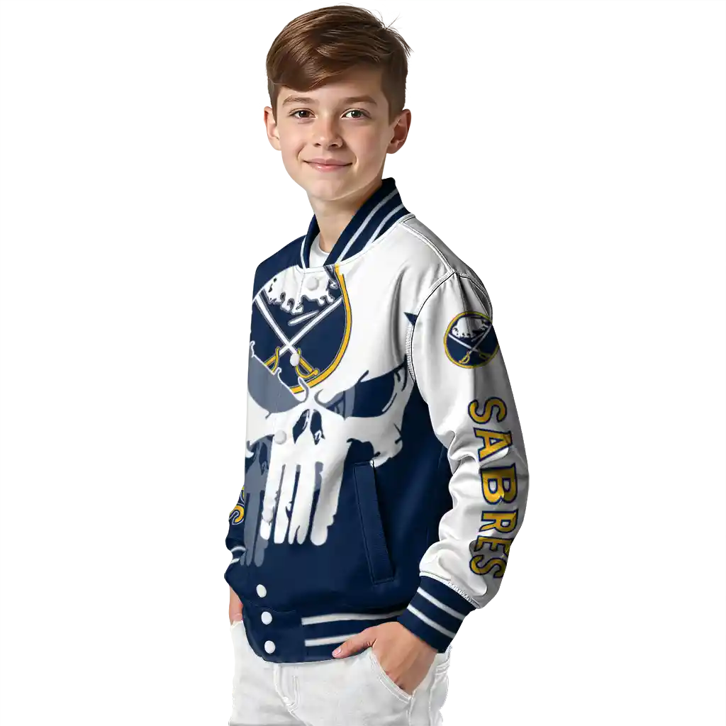 buffalo sabres skull outline navy blue white varsity jacket trendy buffalo sabres skull outline navy blue white varsity jacket trendy
