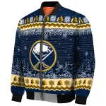 buffalo sabres snowy pines navy blue bomber jacket best selling