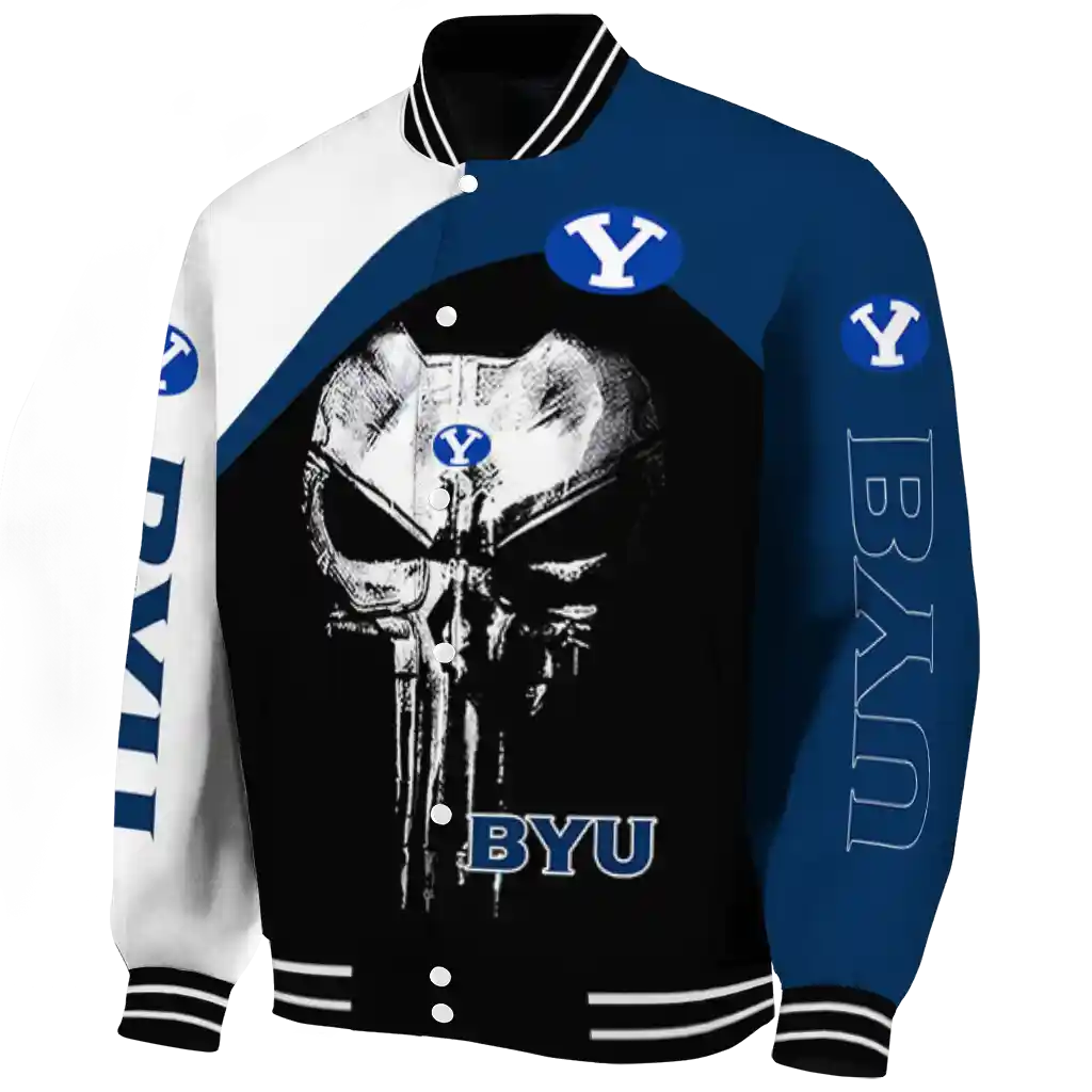 byu cougars edgy mask blue black varsity jacket best selling byu cougars edgy mask blue black varsity jacket best selling
