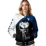 byu cougars edgy mask blue black varsity jacket best selling