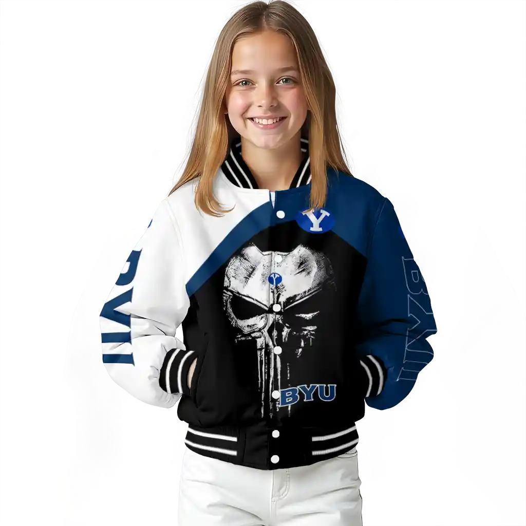 byu cougars edgy mask blue black varsity jacket top rated byu cougars edgy mask blue black varsity jacket top rated