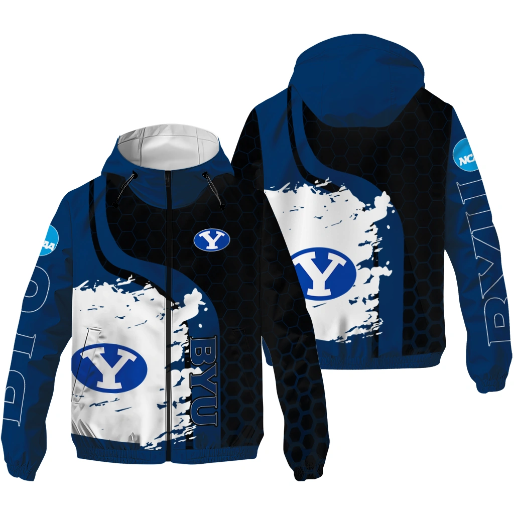 byu cougars grid streak blue black windbreaker jacket high quality byu cougars grid streak blue black windbreaker jacket high quality