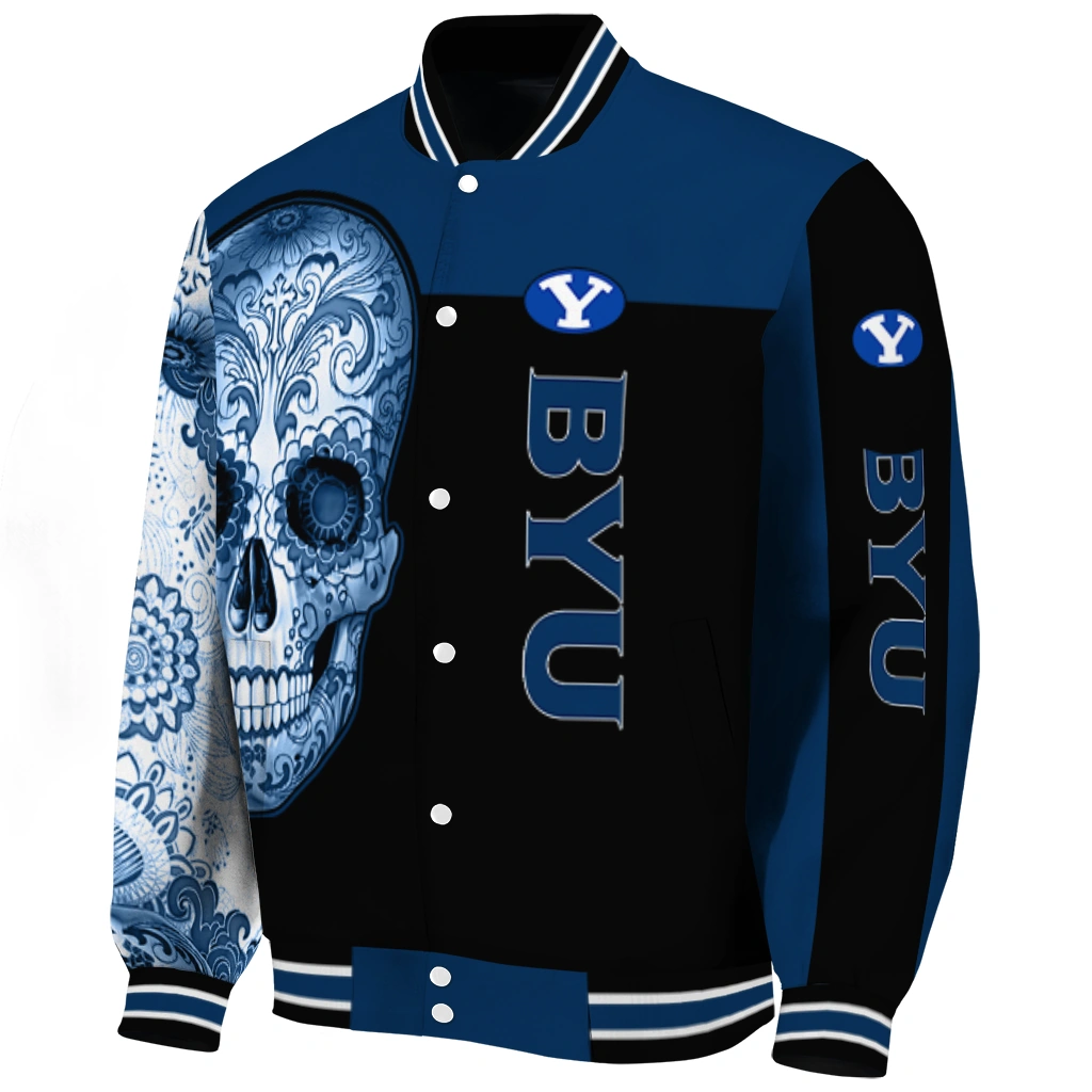 byu cougars intricate skull blue black varsity jacket best selling byu cougars intricate skull blue black varsity jacket best selling