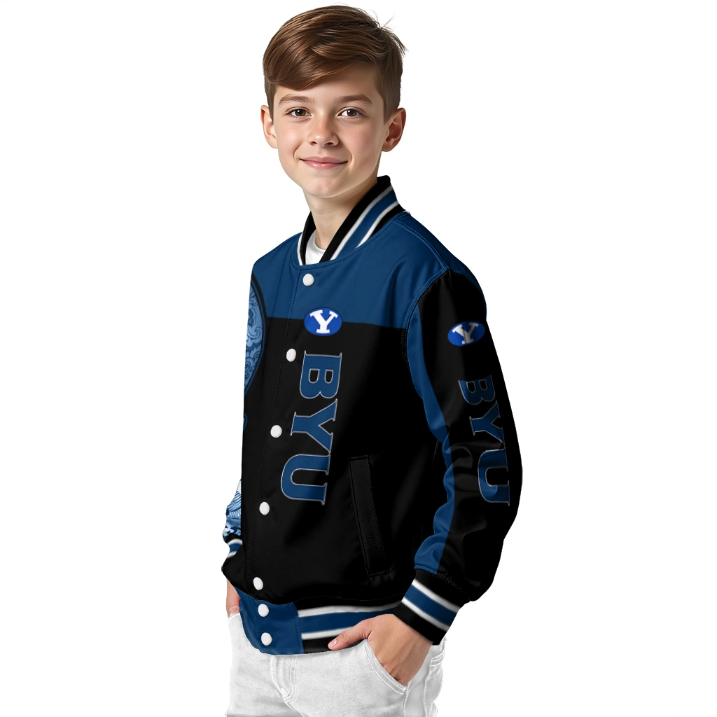 byu cougars intricate skull blue black varsity jacket trendy byu cougars intricate skull blue black varsity jacket trendy