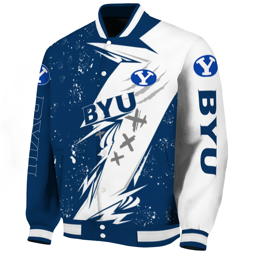 byu cougars ripped bolt blue white varsity jacket best selling byu cougars ripped bolt blue white varsity jacket best selling