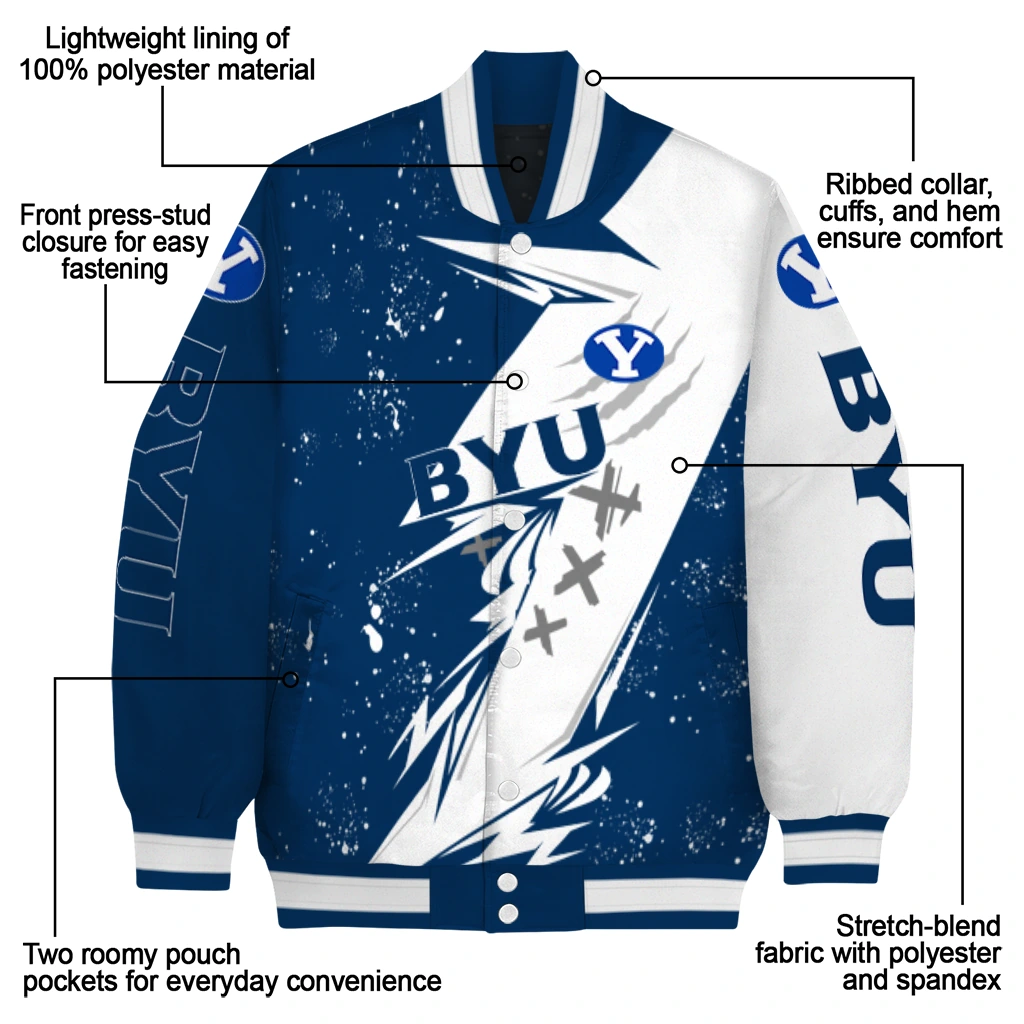 byu cougars ripped bolt blue white varsity jacket new arrival byu cougars ripped bolt blue white varsity jacket new arrival