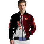 calgary flames distressed slash red black bomber jacket best selling