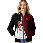 calgary flames distressed slash red black bomber jacket best selling