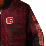 calgary flames distressed slash red black bomber jacket best selling
