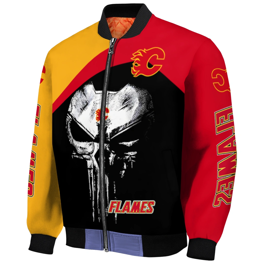 calgary flames edgy mask red black bomber jacket fashion forward calgary flames edgy mask red black bomber jacket fashion forward