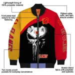 calgary flames edgy mask red black bomber jacket best selling